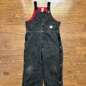 Carhartt vintage 90’s insulated overalls Made in USA blk/red